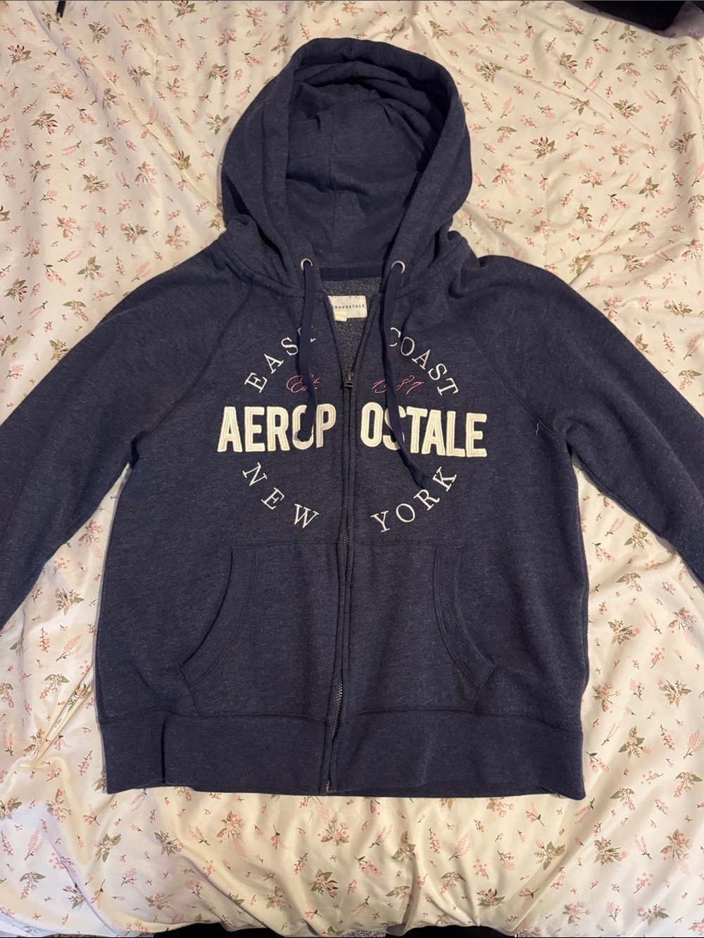 Aeropostale Navy Full-Zip Hooded Sweatshirt with Logo